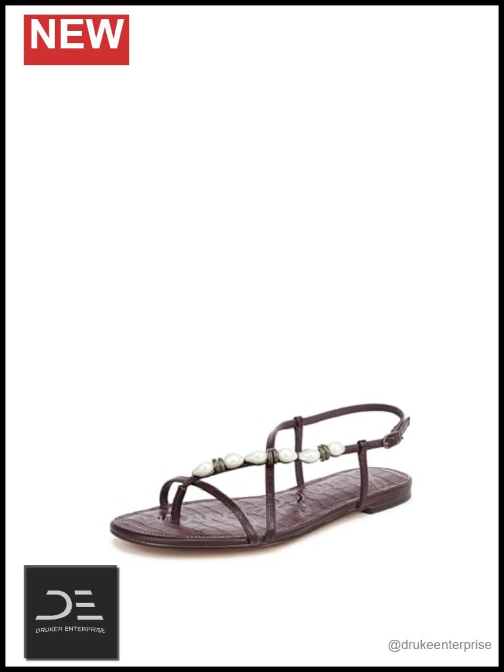 Sam Edelman Calla Strappy Flat Sandals Leather Ankle Strap Rounded Toe
